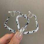 Square Black & White Splatter Hoop Earrings – Modern Statement Jewelry